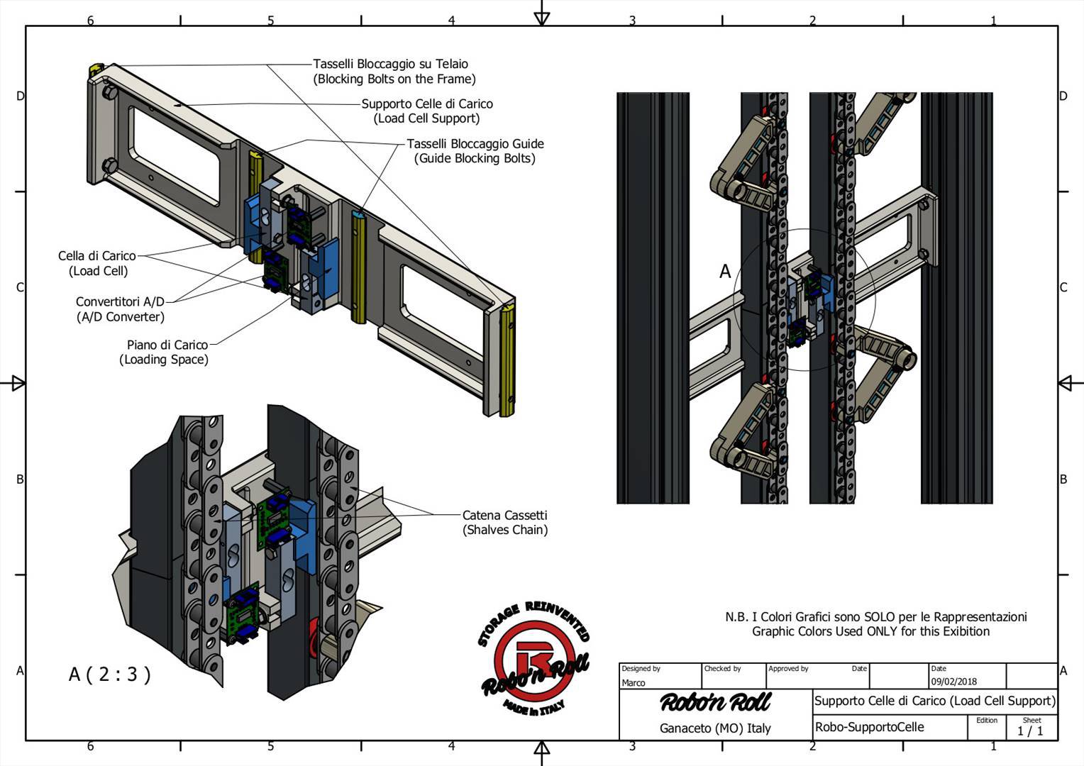 load ccells are placed on the main structure, near the picking area